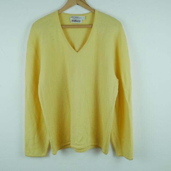 St. Croix XL Sweater V Neck Pullover Golf Yellow THRASHED Vintage Grandpa Preppy - Picture 1 of 13